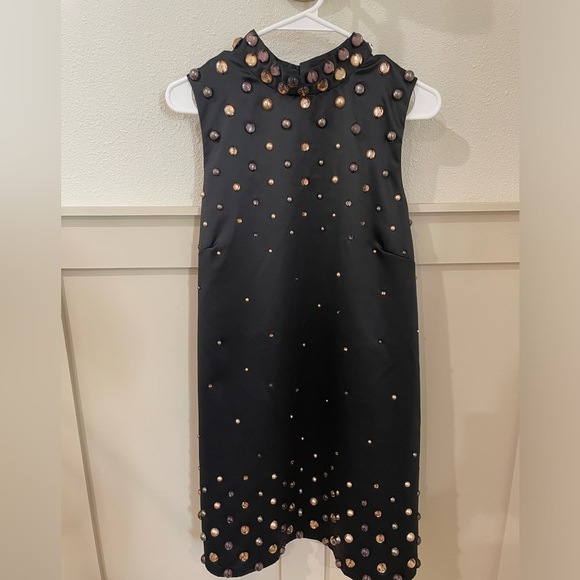 Anthropologie Tanvi Kedia Studded Black Sleeveless Mini Dress Gold Brown - Picture 6 of 14